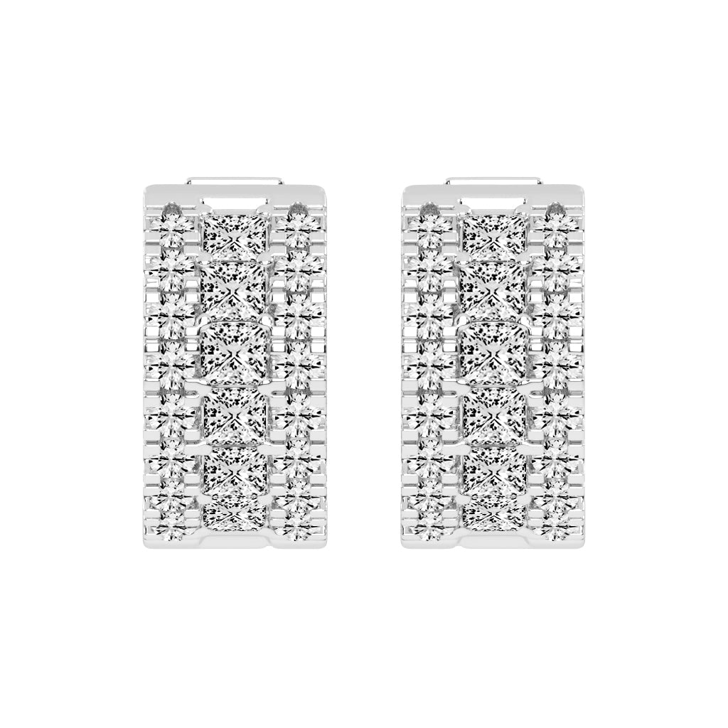 Multi-Row Princess Cut Hoop Earrings