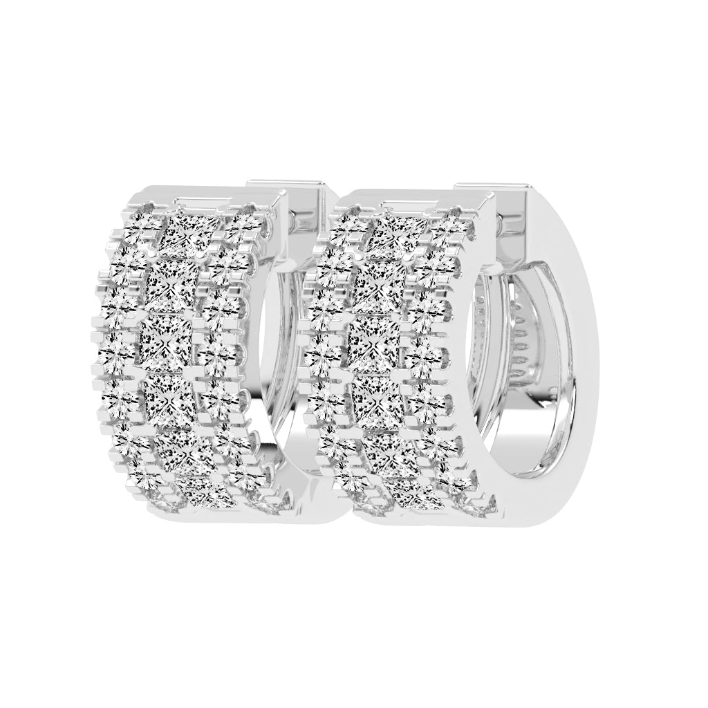 Multi-Row Princess Cut Hoop Earrings