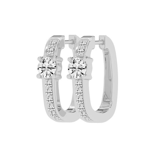 Prominent Gemstone Pave Hoops