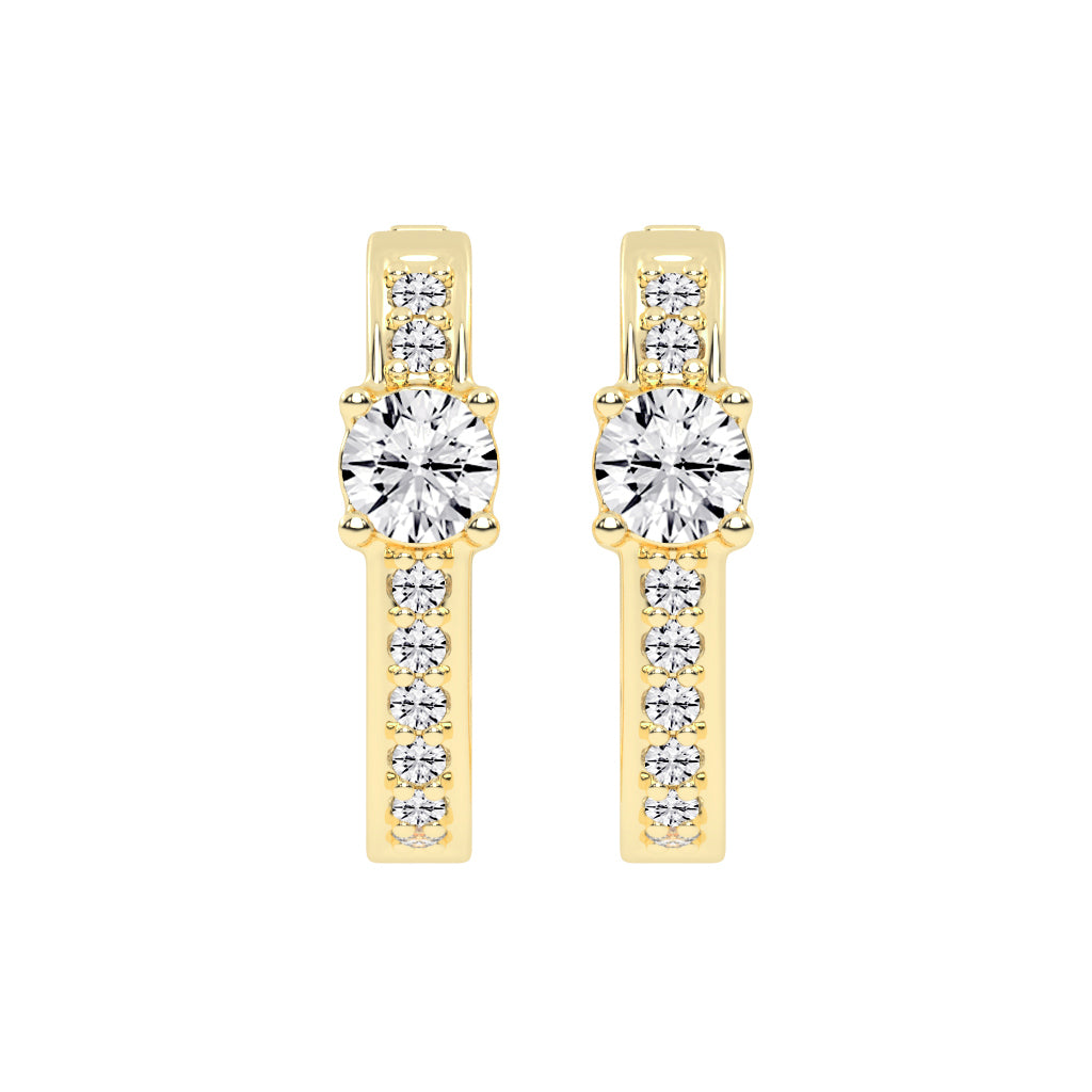 Prominent Gemstone Pave Hoops