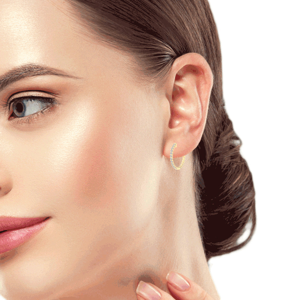 Outer Pave Hoop Earrings