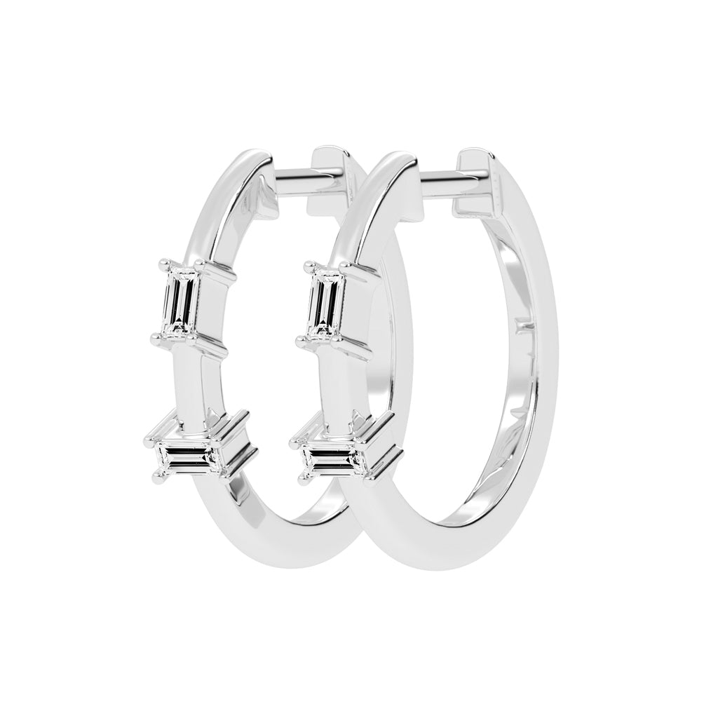 Architectural Gleam Baguette Diamond Hoops