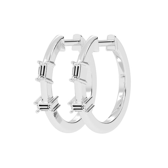 Architectural Gleam Baguette Diamond Hoops