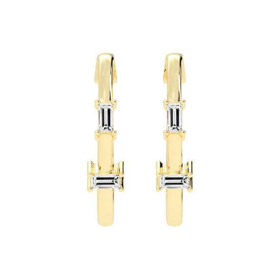 Architectural Gleam Baguette Diamond Hoops