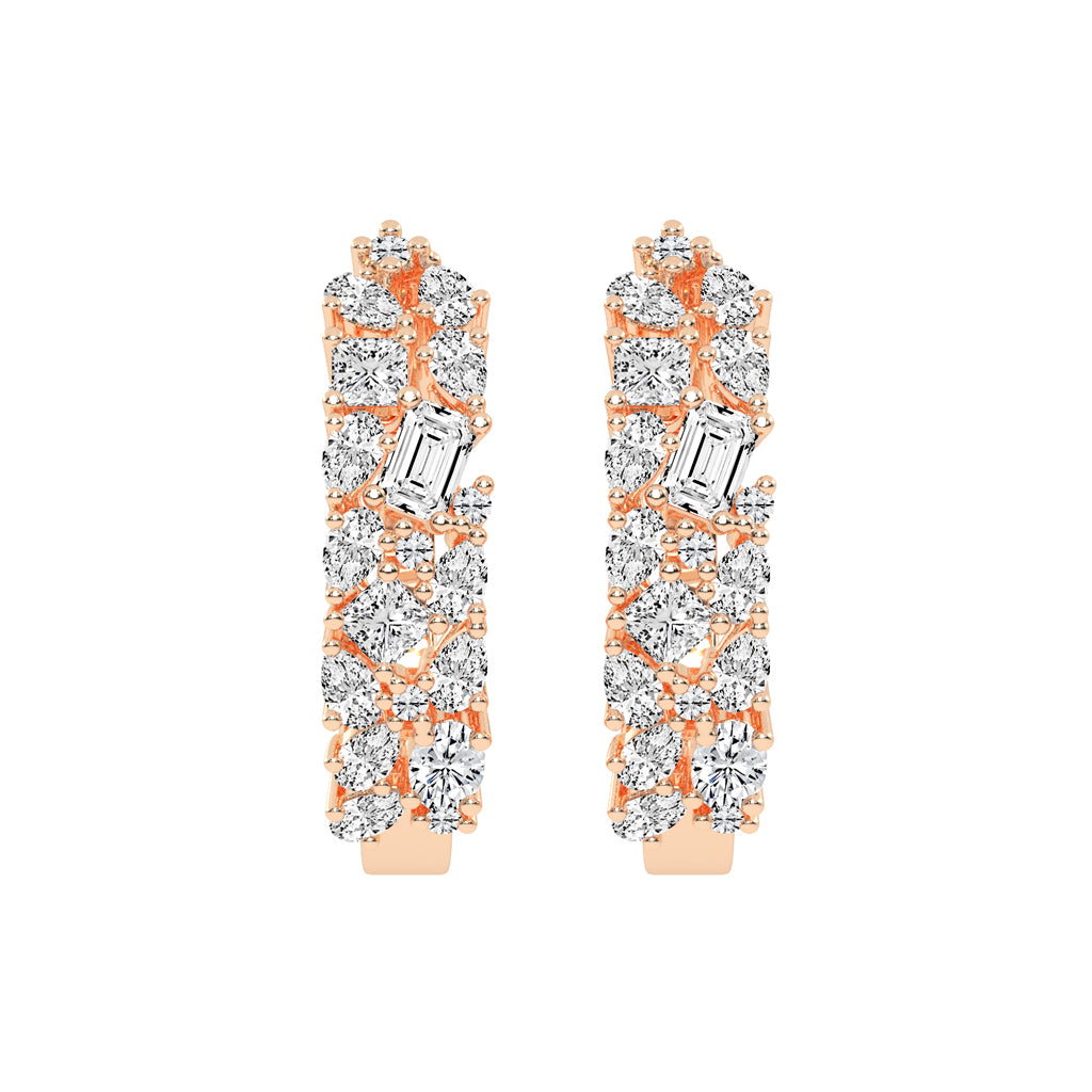 Artful Bloom Mixed-Cut Diamond Hoop Earrings