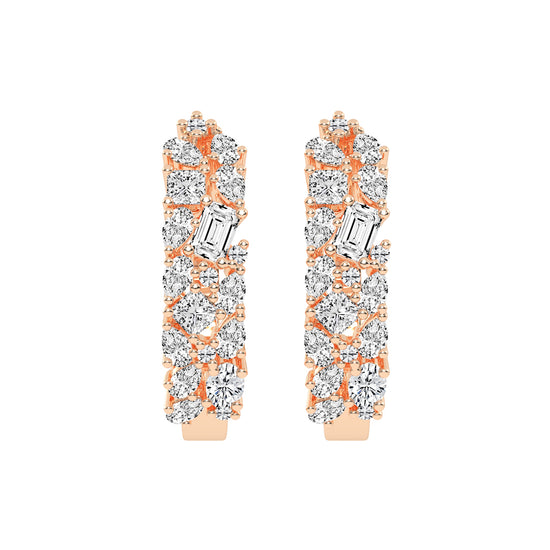 Artful Bloom Mixed-Cut Diamond Hoop Earrings