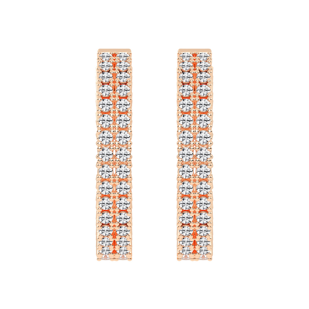 Parallel Sparkle Diamond Hoops Earrings