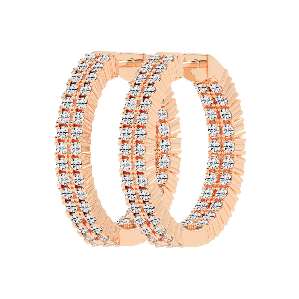 Parallel Sparkle Diamond Hoops Earrings