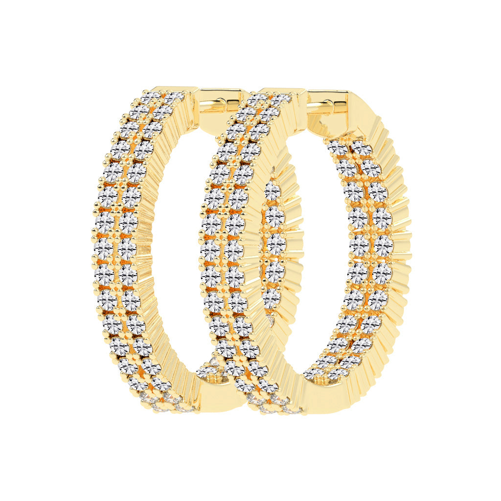 Parallel Sparkle Diamond Hoops Earrings