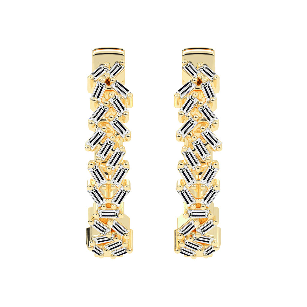 Geometric Gleam Baguette Hoop Earrings