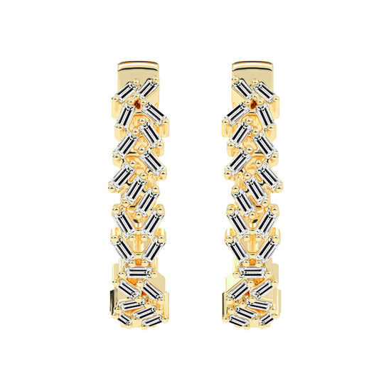 Geometric Gleam Baguette Hoop Earrings