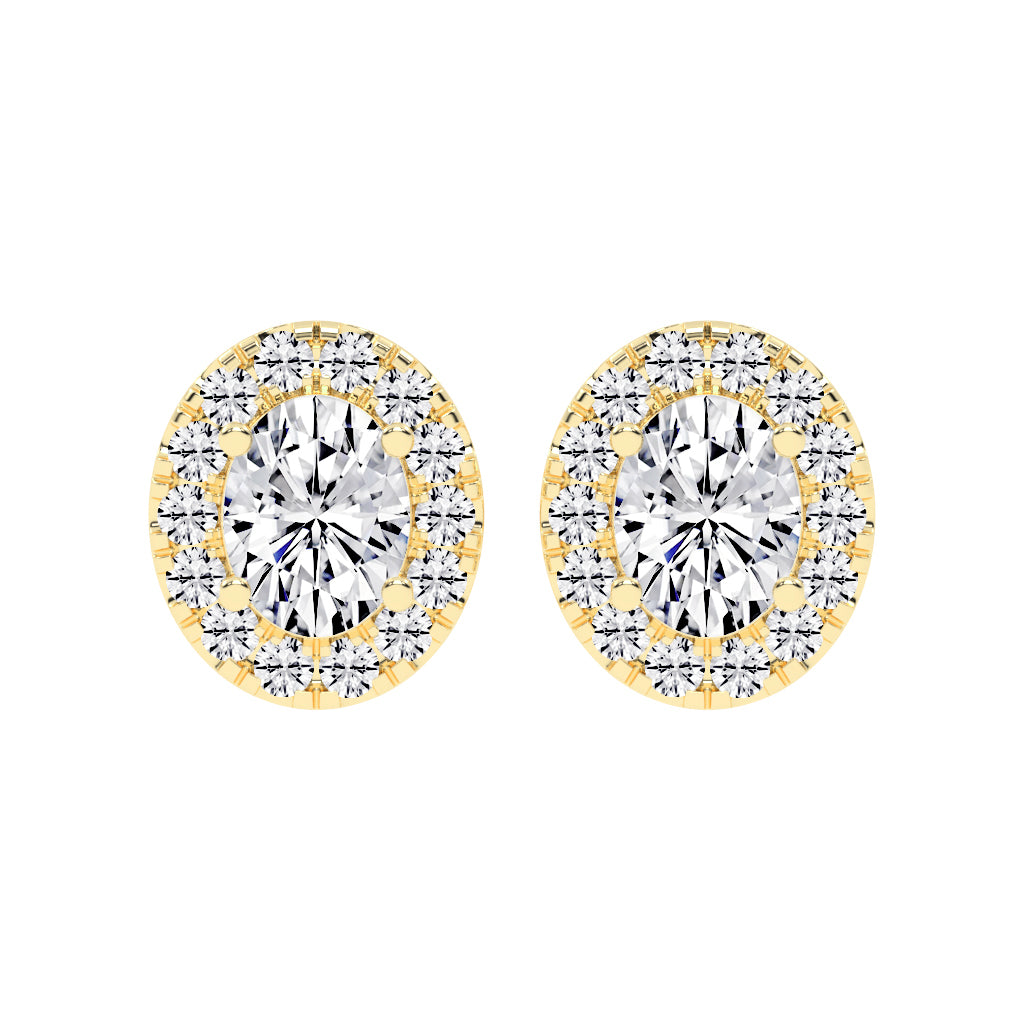 Eternal Aura Oval Halo Stud Earrings