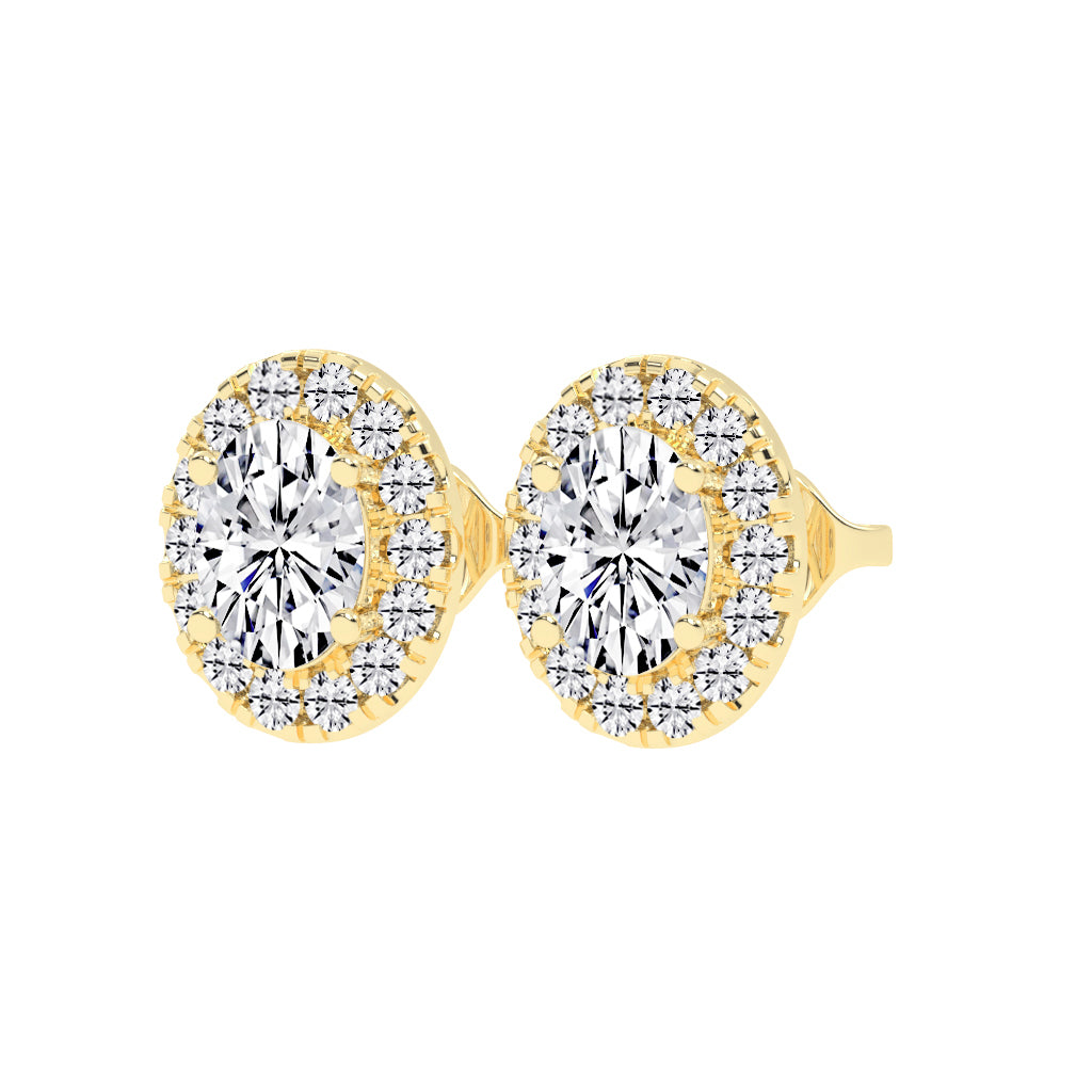 Eternal Aura Oval Halo Stud Earrings
