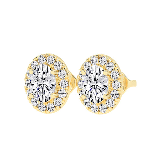 Eternal Aura Oval Halo Stud Earrings