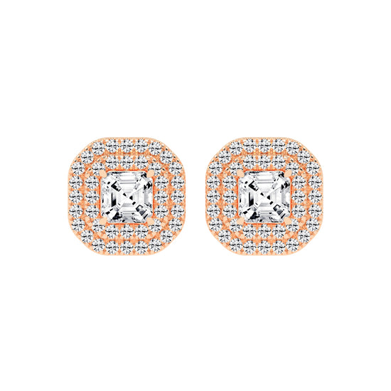 Emerald Majesty Double Halo Stud Earrings