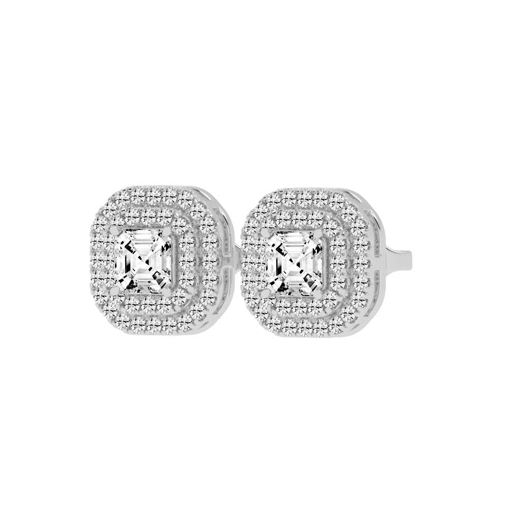 Emerald Majesty Double Halo Stud Earrings