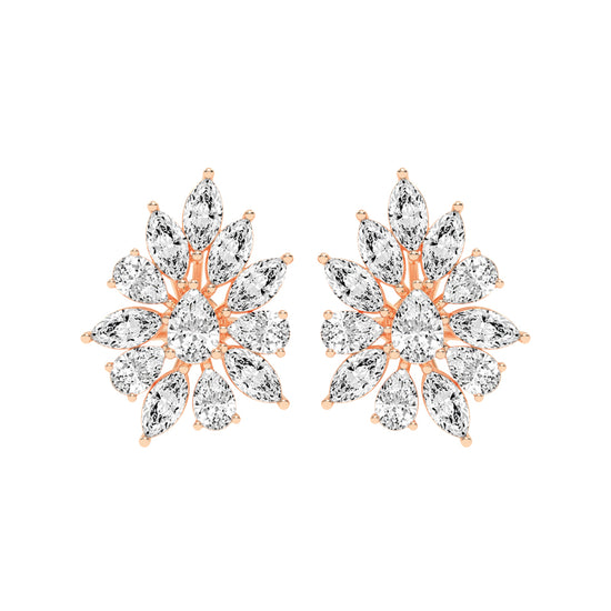 Petal Bloom Diamond Cluster Earrings
