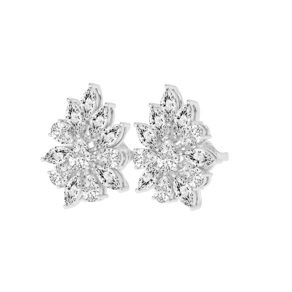 Petal Bloom Diamond Cluster Earrings