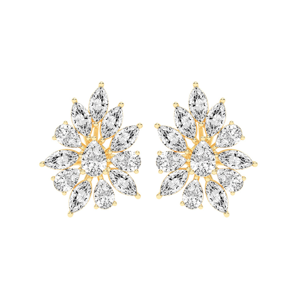 Petal Bloom Diamond Cluster Earrings