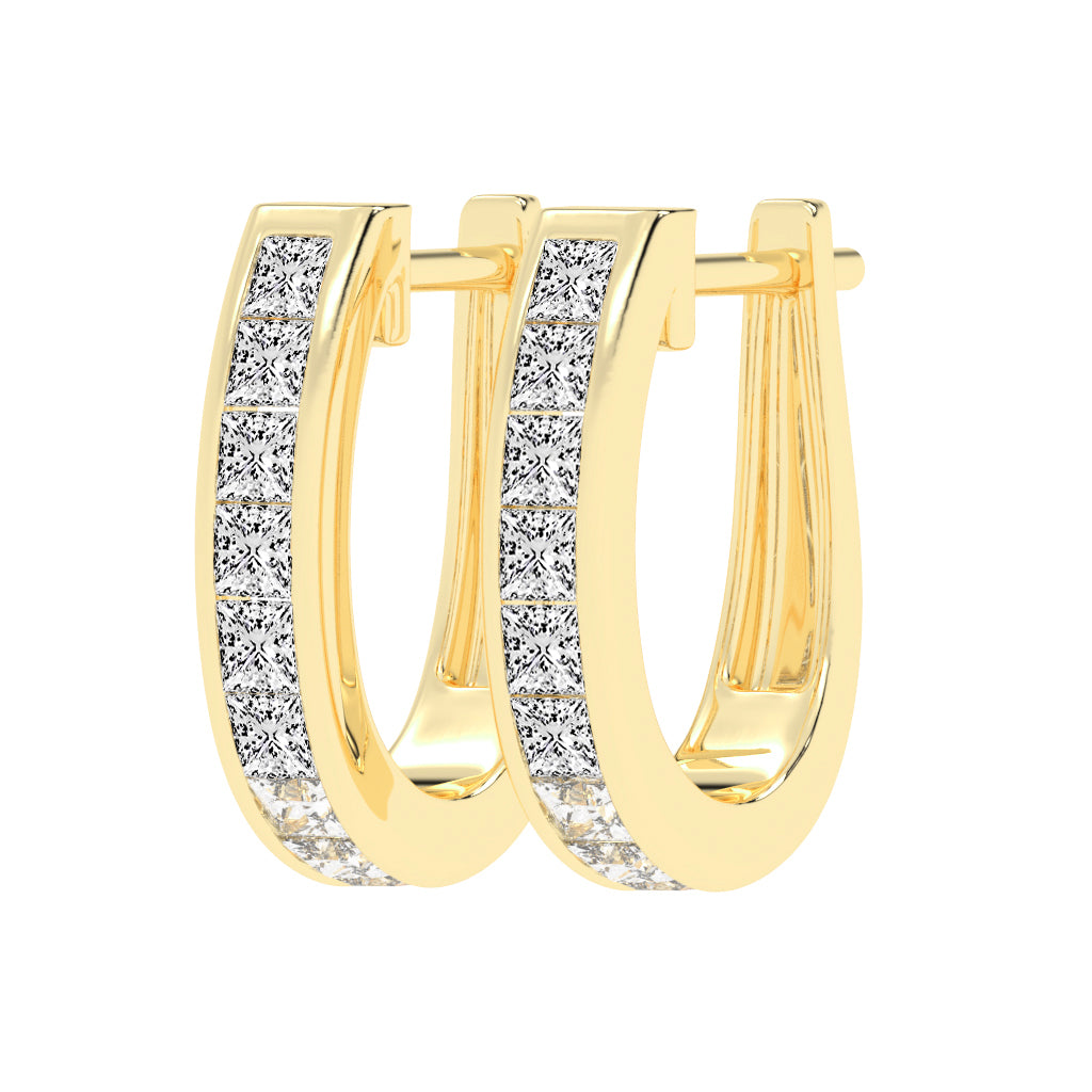 Regal Princess Cut Diamond Bar Earrings