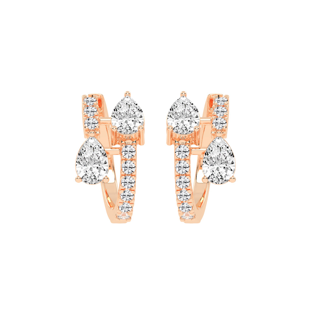 Cascading Pear Diamond Huggie Earrings