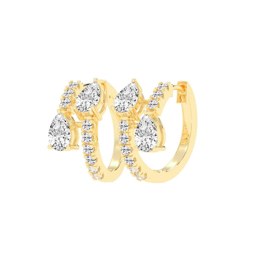Cascading Pear Diamond Huggie Earrings