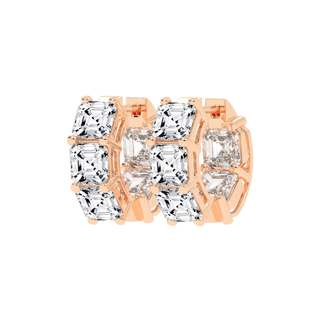 Stacked Asscher-Cut Diamond Bar Studs
