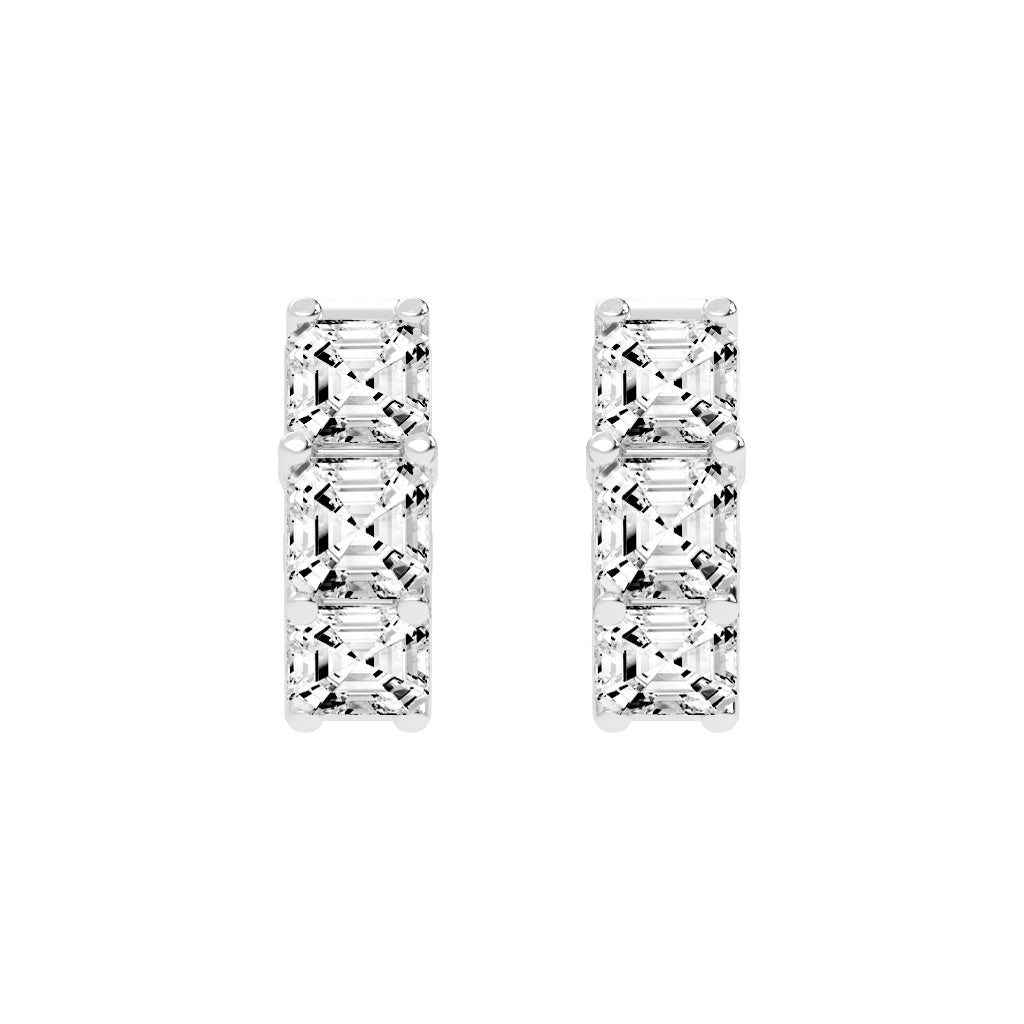 Stacked Asscher-Cut Diamond Bar Studs