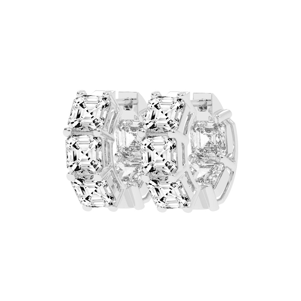 Stacked Asscher-Cut Diamond Bar Studs
