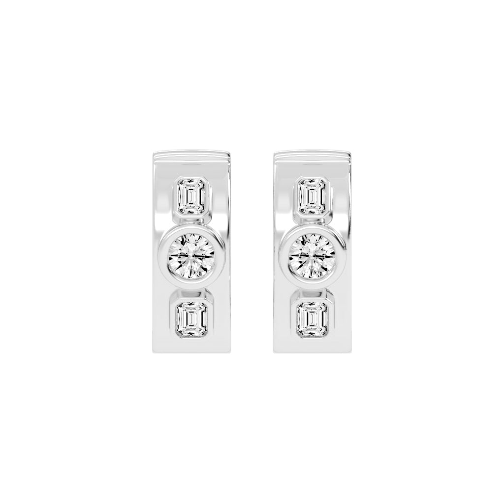 Mixed-Cut Diamond Essence Bar Earrings