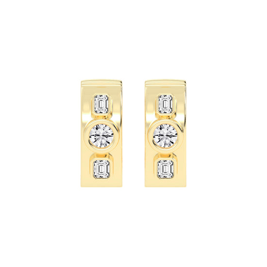 Mixed-Cut Diamond Essence Bar Earrings