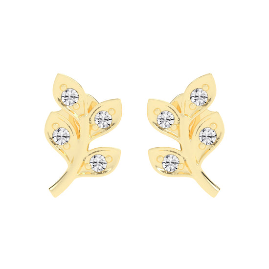 Sparkling Leaf Whispers Stud Earrings