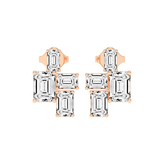 Emerald-Cut Cluster Studs