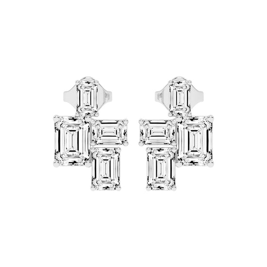 Emerald-Cut Cluster Studs