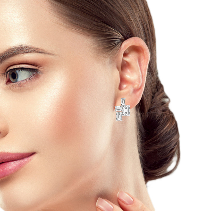 Emerald-Cut Cluster Studs