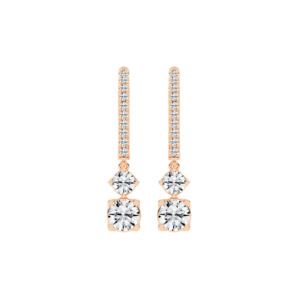 Sparkline U-Hoop Double Drop Earrings