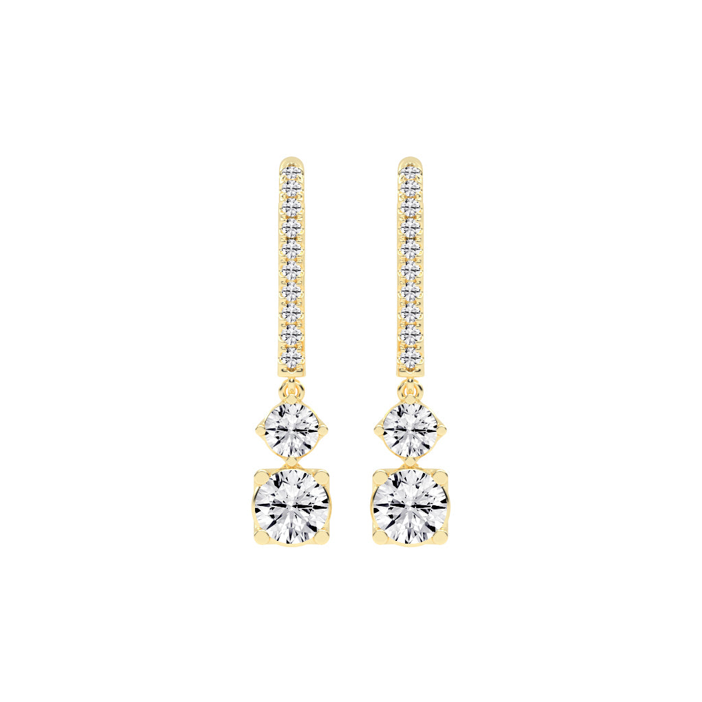 Sparkline U-Hoop Double Drop Earrings