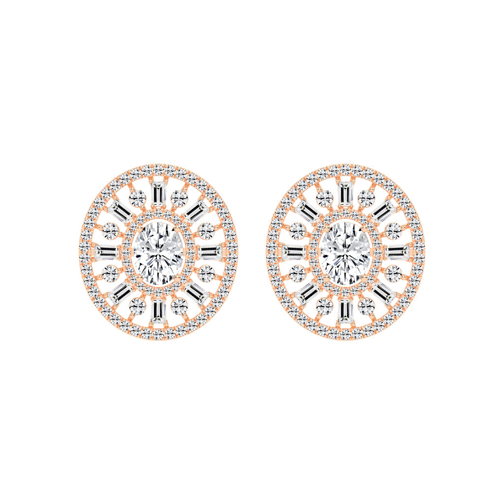 Oval Radial Sparkle Stud Earrings