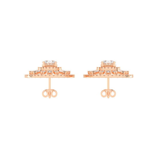 Oval Radial Sparkle Stud Earrings