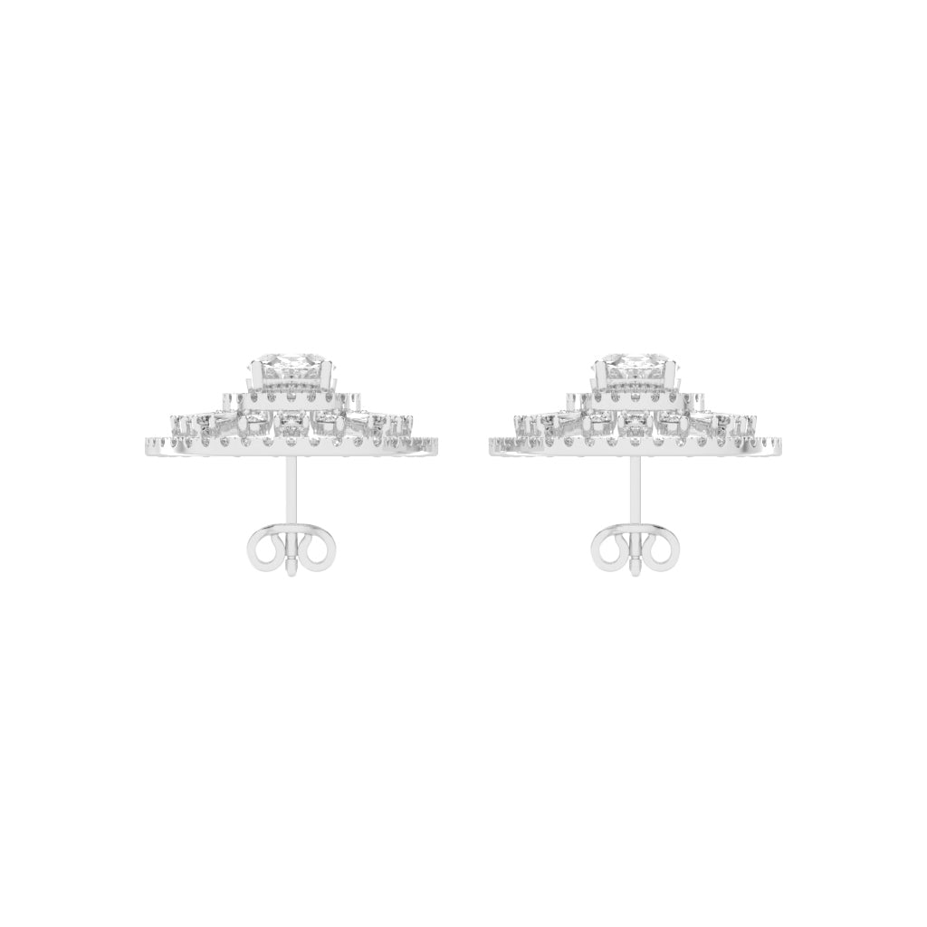 Oval Radial Sparkle Stud Earrings