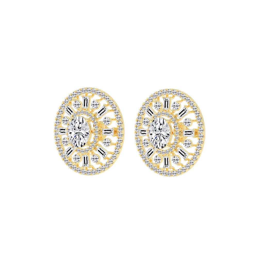 Oval Radial Sparkle Stud Earrings
