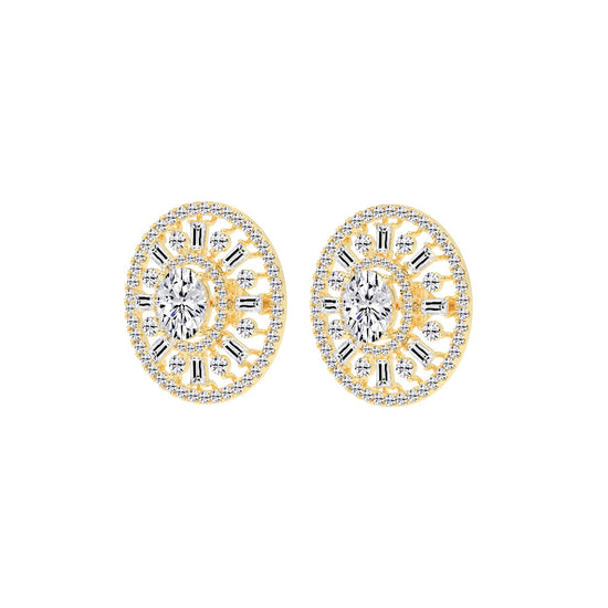 Oval Radial Sparkle Stud Earrings