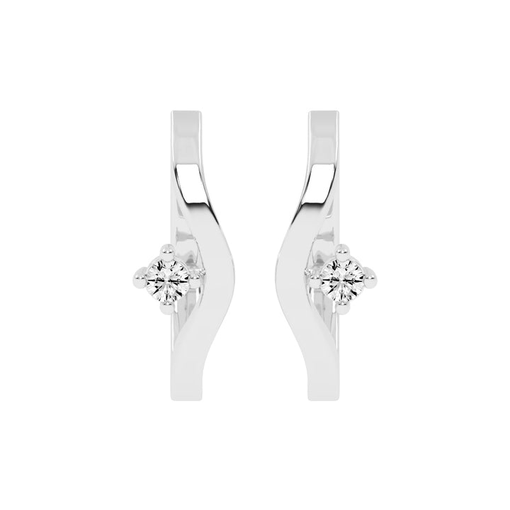 Wavy Solitaire Huggie Hoops