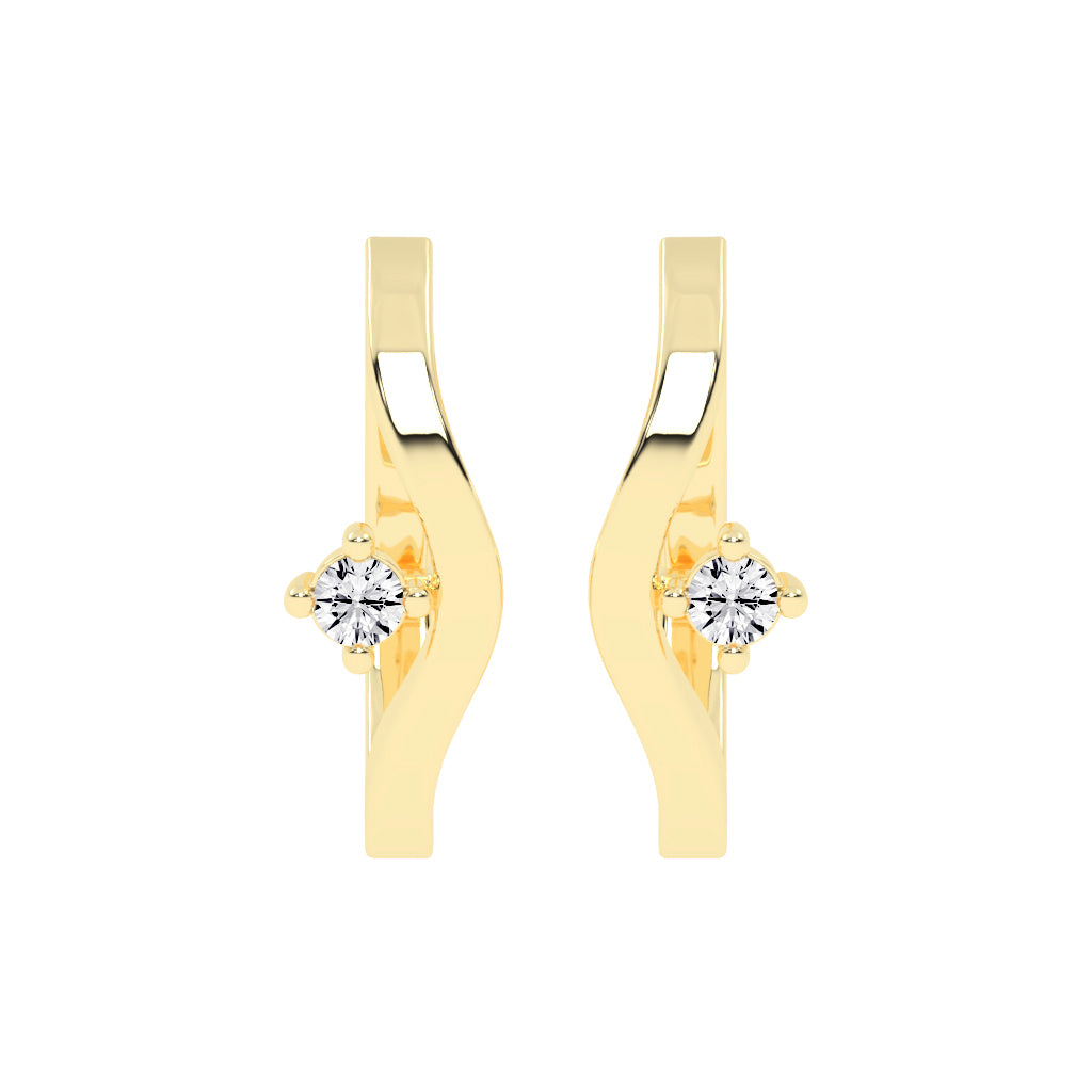 Wavy Solitaire Huggie Hoops