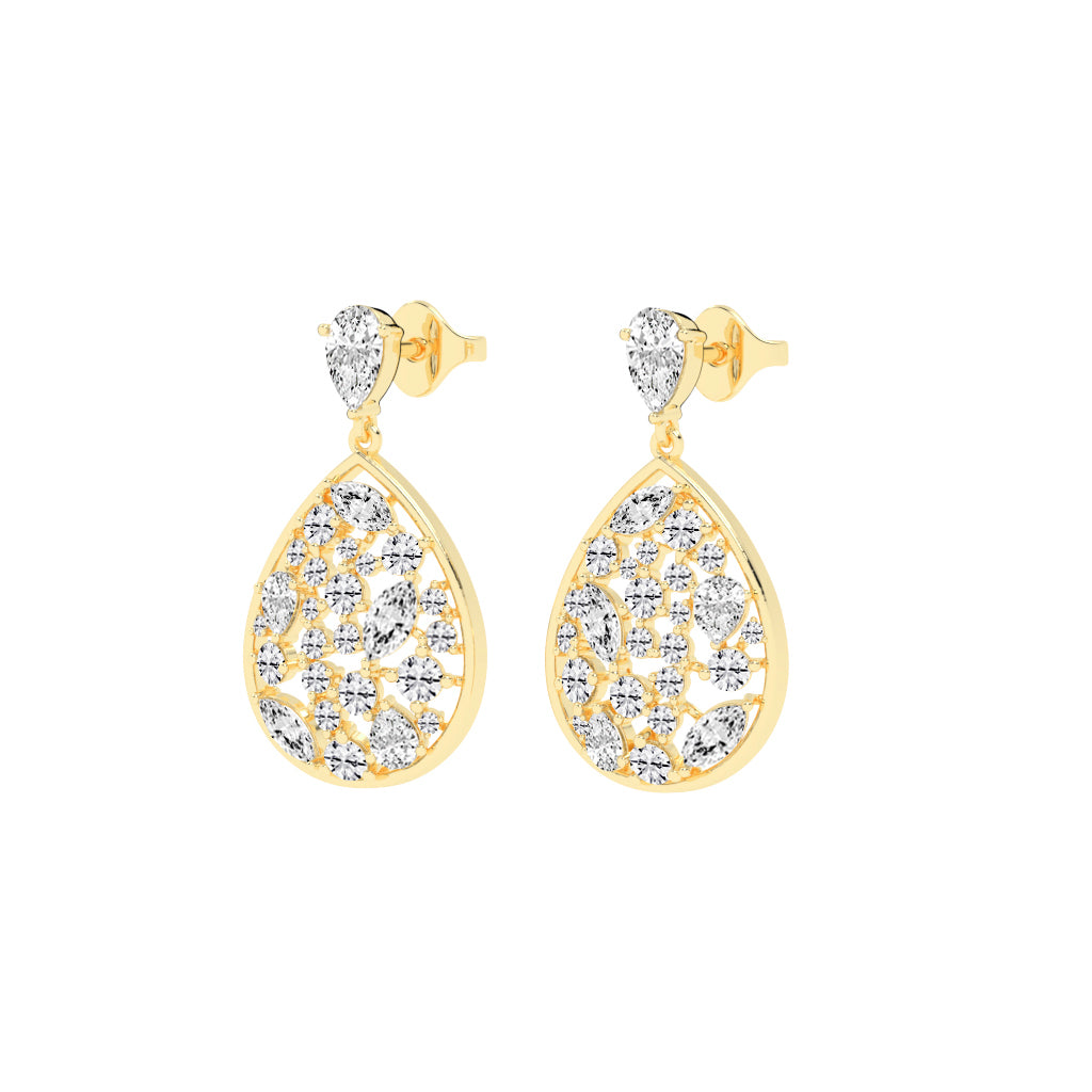 Snap Hoop Pear Teardrop Earrings
