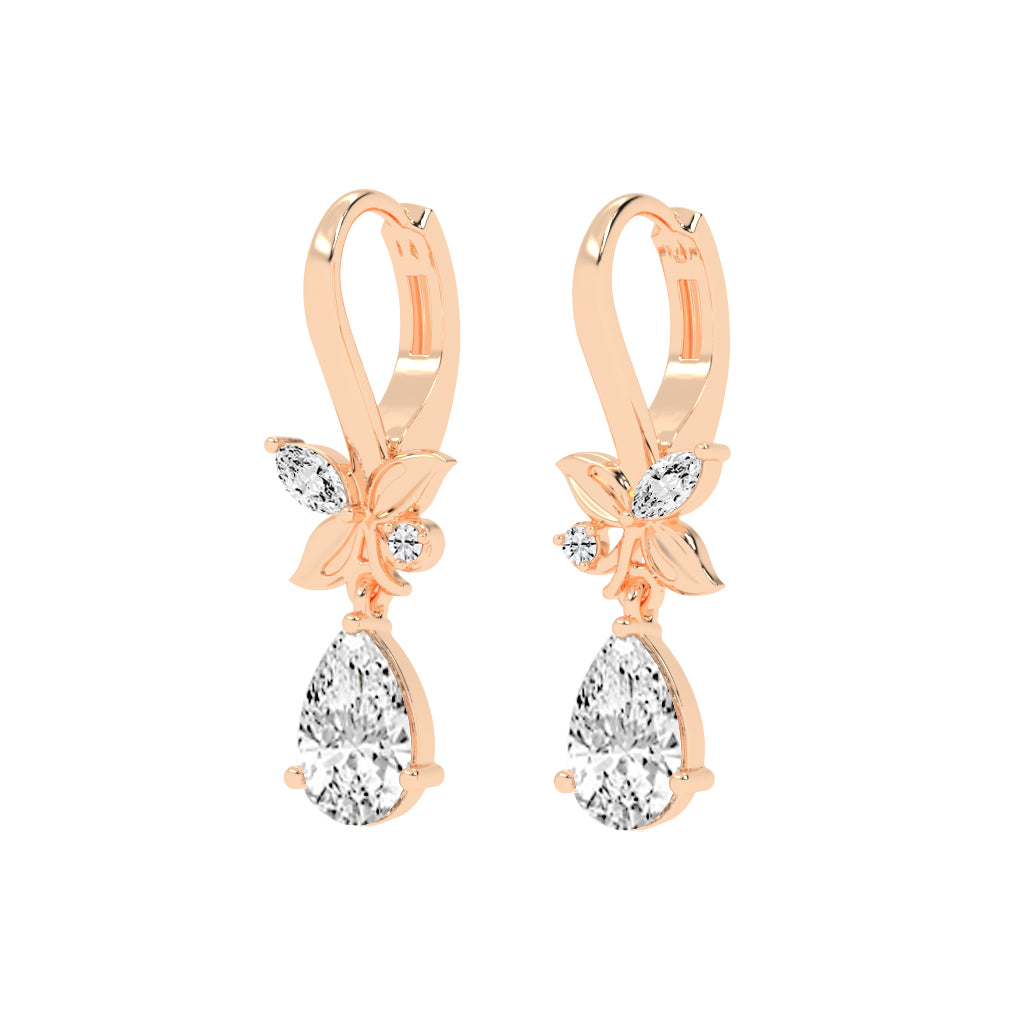 Floral Pear Drop Earrings