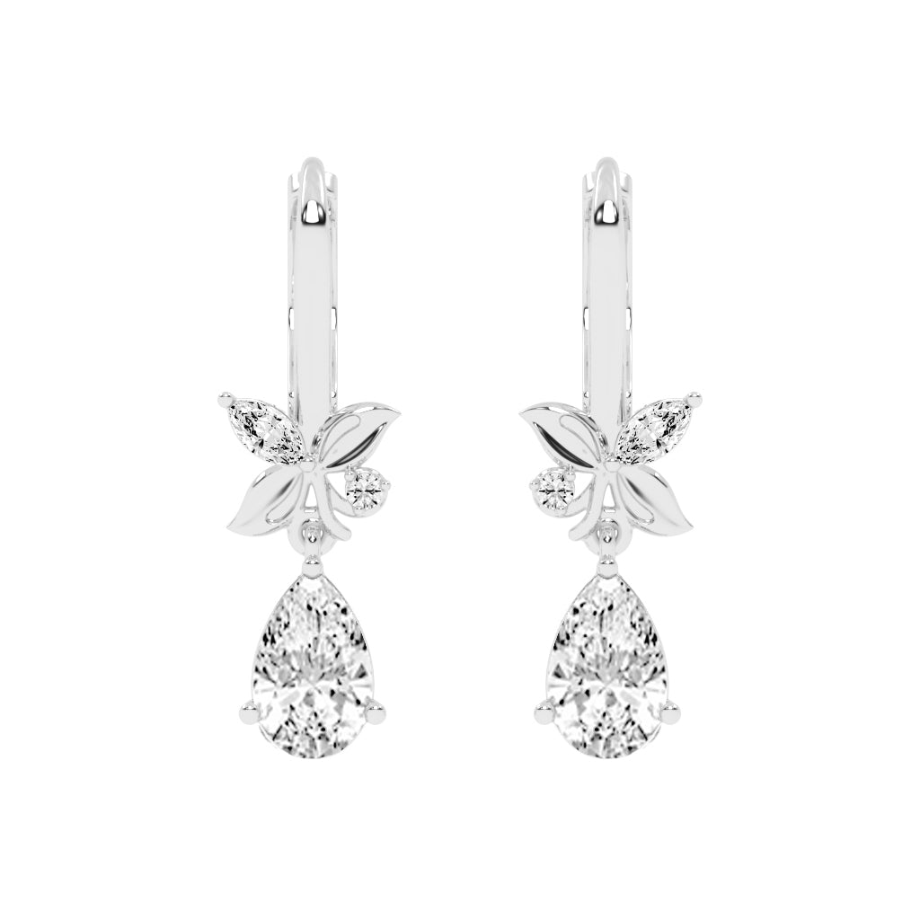 Floral Pear Drop Earrings