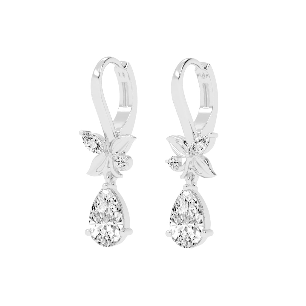 Floral Pear Drop Earrings