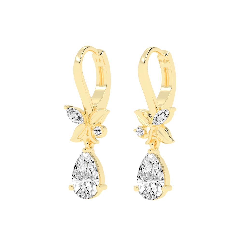Floral Pear Drop Earrings
