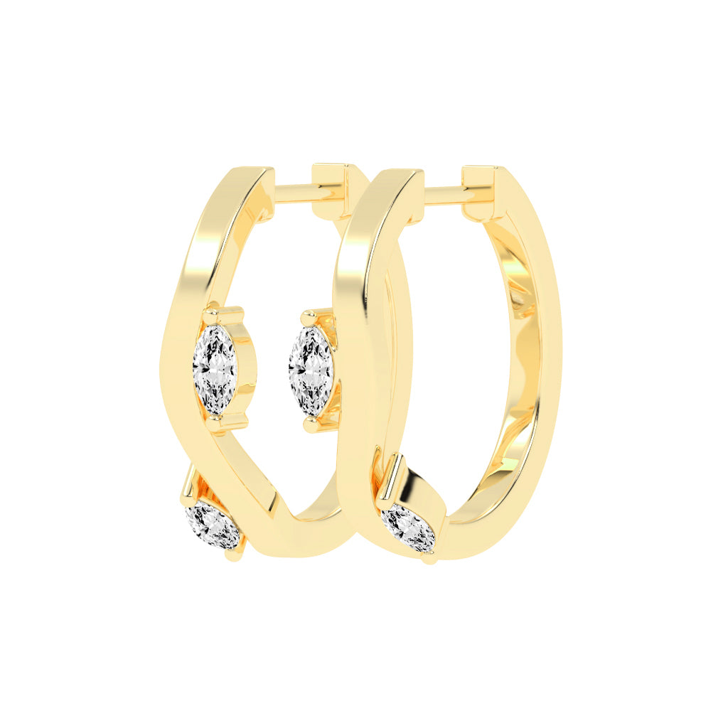 Marquise Solitaire Twist Hoops